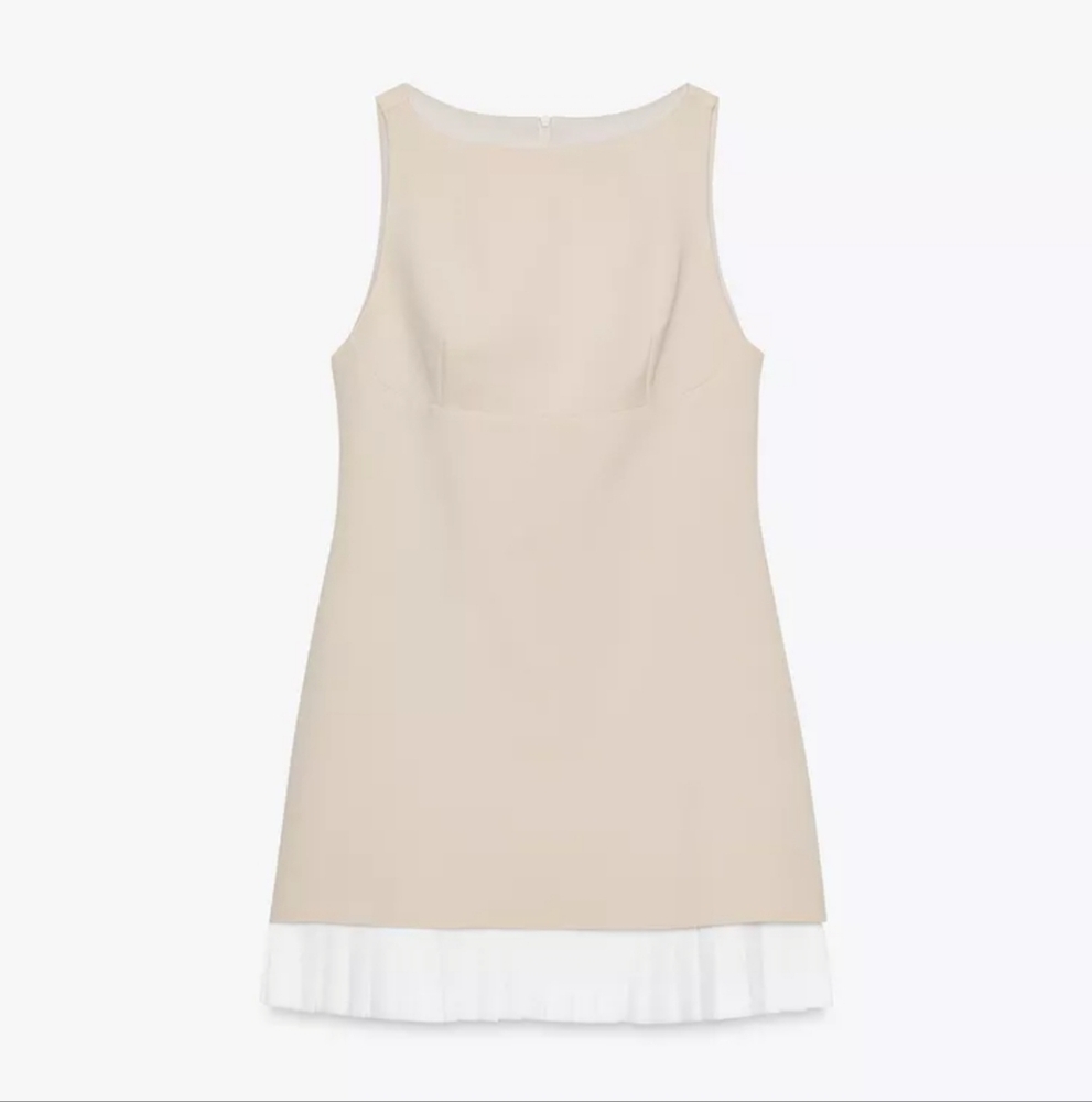 Zara Beige and White Layered Mini Dress - Picture 2 of 10